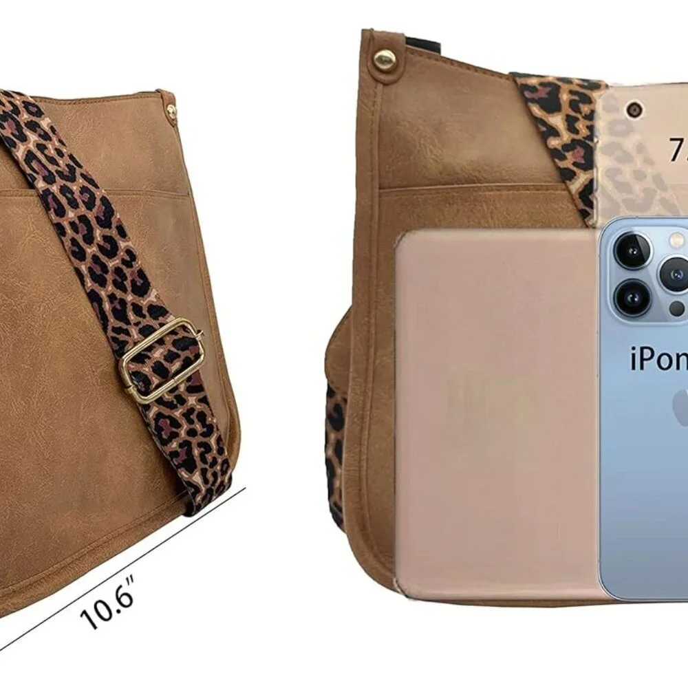 Women's Leopard Crossbody Purse Vegan Leather Shoulder Bag for Everyday - Picture 3 of 7